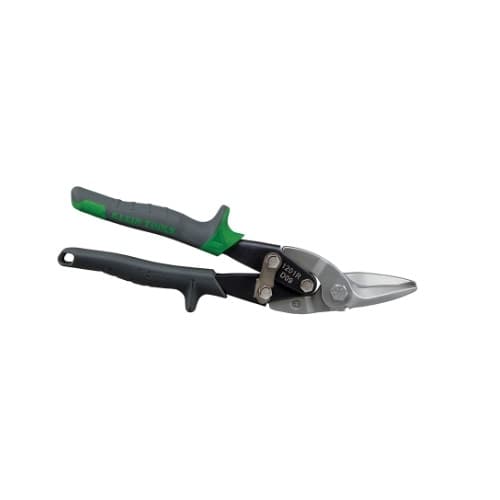 Right Cutting Aviation Snips with Wire Cutter, Gray & Green