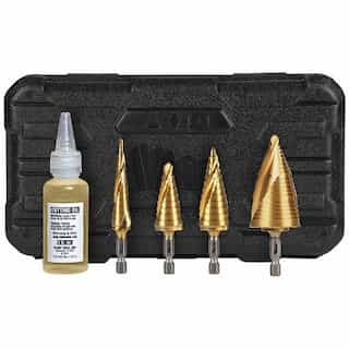 4-Piece Spiral Double-Fluted Step Bit Kit, VACO