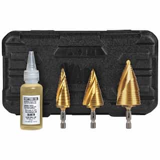 3-Piece Spiral Double-Fluted Step Bit Kit, VACO