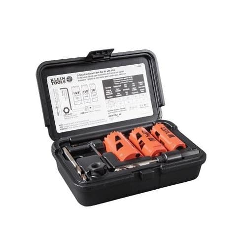 Klein Tools Three-Piece Electrician's Hole Saw Kit with Arbor Saw