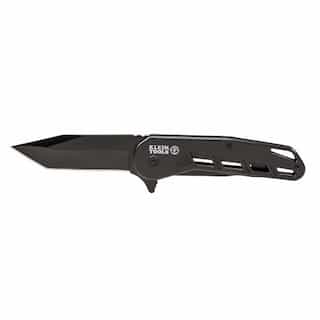 Klein Tools Bearing Assisted Open Pocket Knife w/ Durable Tanto Blade, Stainless Steel