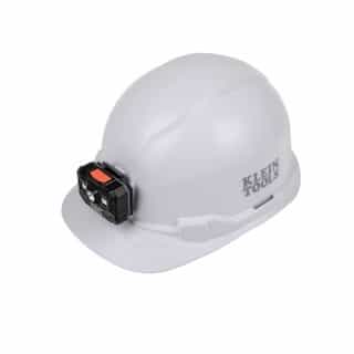 Non-Vented Hard Hat w/ Rechargeable Headlamp, Cap Style, White