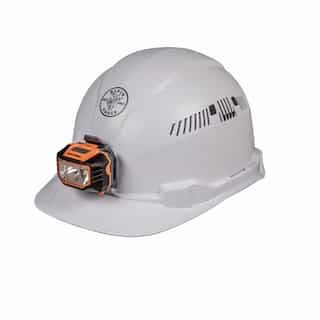 Klein Tools Hard Hat w/Headlamp, Cap Style, Vented, White