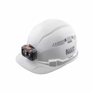 Vented Hard Hat w/ Rechargeable Headlamp, Cap Style, White