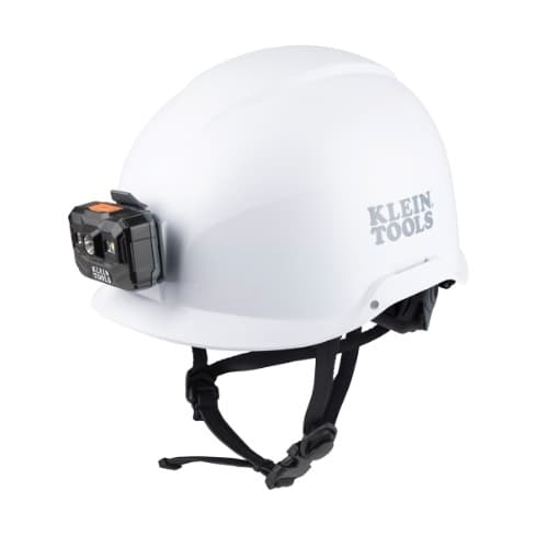 Non-Vented Safety Helmet w/ Headlamp, Class E, White