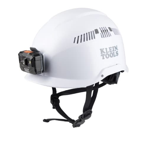 Vented Safety Helmet w/ Headlamp, Class C, White