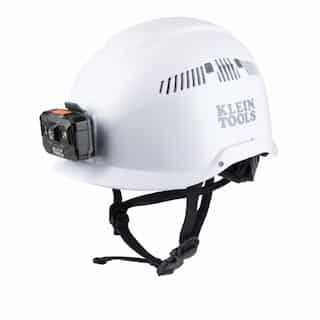 Vented Safety Helmet w/ Headlamp, Class C, White