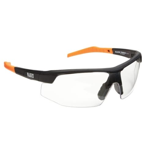Standard Protective Eyewear Glasses, Black & Orange Frame, Clear Lens