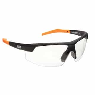 Klein Tools Standard Protective Eyewear Glasses, Black & Orange Frame, Clear Lens