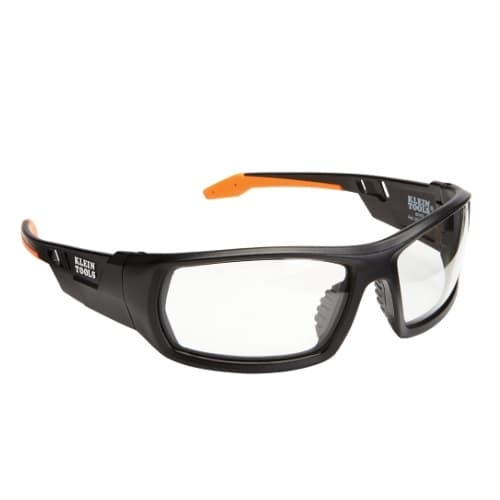 Professional Protective Eyewear Glasses, Black & Orange, Full Frame, Clear Lens