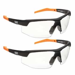 Klein Tools Standard Protective Eyewear Glasses, Black & Orange, Clear Lens, 2-Pack