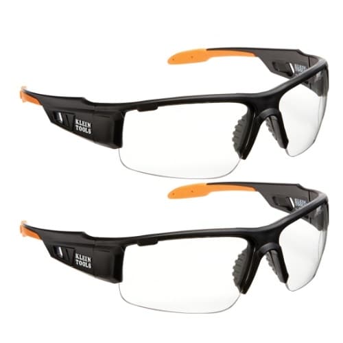 Professional Protective Eyewear, Black & Orange, Clear Lens, 2-Pack