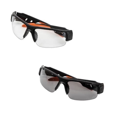 Professional Protective Eyewear, Black & Orange, 2-Pack Combo