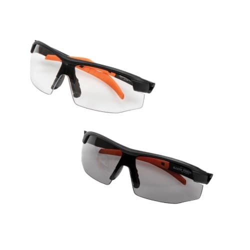 Standard Protective Eyewear Glasses, Black & Orange, 2-Pack Combo