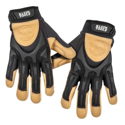 Klein Tools Leather Work Gloves, Extra Large, Pair, Tan/Black