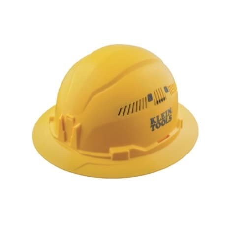 Klein Tools Vented Hard Hat, Full Brim, Yellow