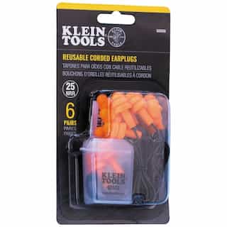 Klein Tools Corded Earplugs, 6-Pair Pack