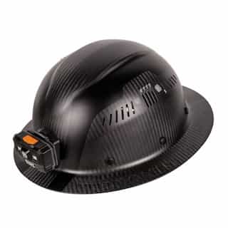 Carbon Fiber Full Brim Hard Hat w/ Headlamp, Sizes 6.5 - 8, Titan