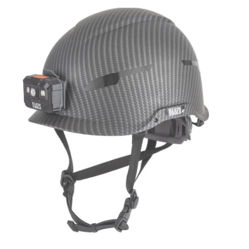 Klein Tools Safety Helmet with Headlamp, Non-Vented, KARBN Pattern, Class E