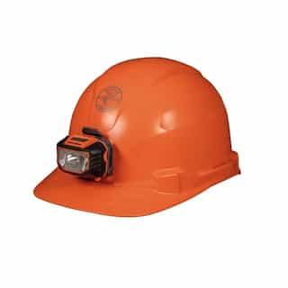 Hard Hat w/Headlamp, Cap Style, Non-Vented, Orange