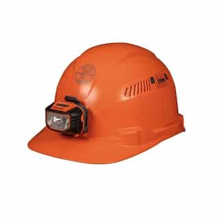 Hard Hat w/Headlamp, Cap Style, Vented, Orange