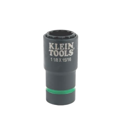 Klein Tools 2-in-1 Impact Socket, 1-1/8 in and 15/16-in