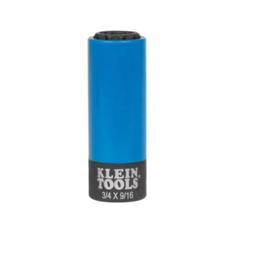 Klein Tools 2-in-1 Coated Impact Socket, 12-Point, .75 and .56-in