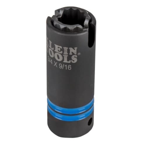 Klein Tools 3-in-1 Slotted Impact Socket, 3/4-in & 9/16-in, 12-Point