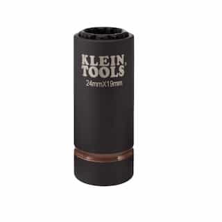 Klein Tools 2-in-1 Metric Impact Socket, 24 X 19 mm