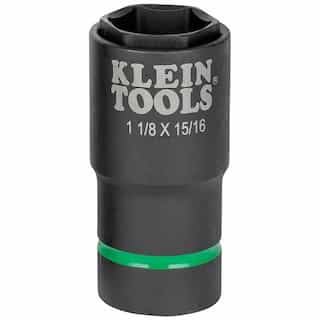 Klein Tools 6 Point 2-in-1 Impact Socket, 1.13-in & 0.94-in