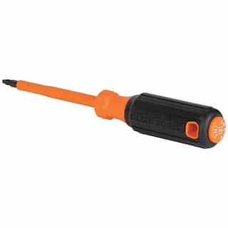 #2 Square Tip Insulated Screwdriver, 4-in Round Shank