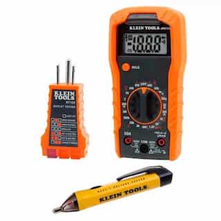 Electrical Test Kit with Receptacle Tester, MM300 Multimeter, and NCVT-1