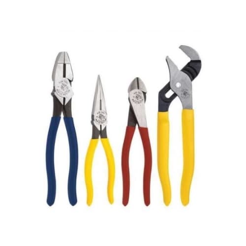 Klein Tools 4 Piece Plier Set w/ Pump Pliers, Dipped Handle