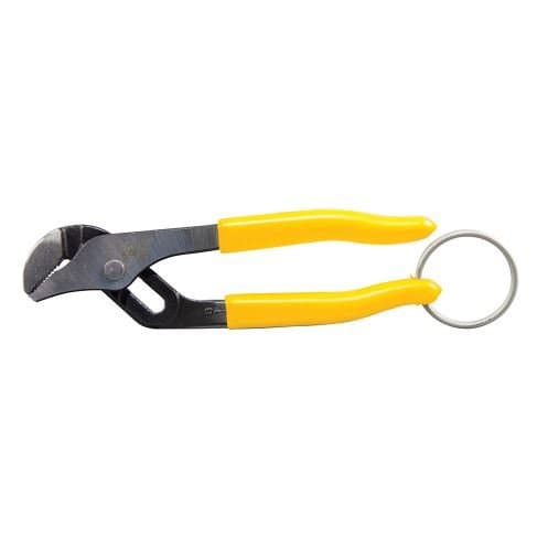 Yellow 6 inch Pump Pliers with a Tether Ring and Quick-Adjust Rivet