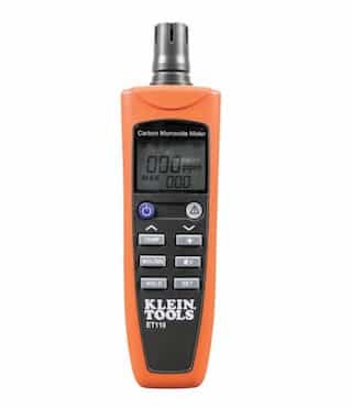 Klein Tools Handheld LCD Backlit Carbon Monoxide Meter with Batteries and Pouch