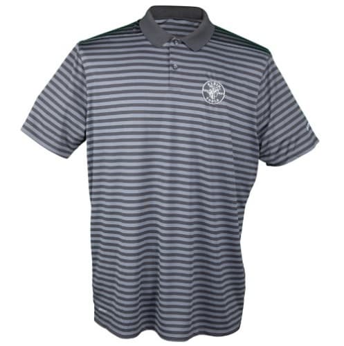 Klein Tools Nike Short-Sleeved Striped Golf Polo, XXL, Charcoal Gray & Black