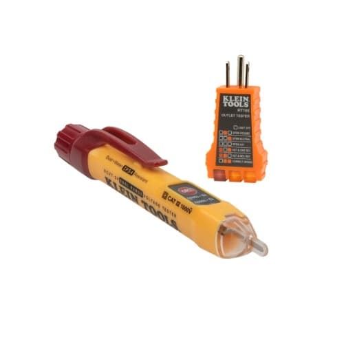 Klein Tools Non-Contact Voltage Tester w/ Receptacle Tester, Dual Range, 12V-1000V AC