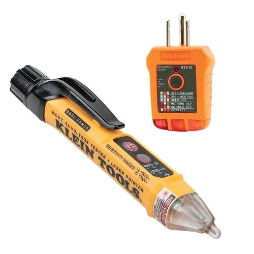 Electrical and GFCI Receptacle Tester, Non-Contact, Orange