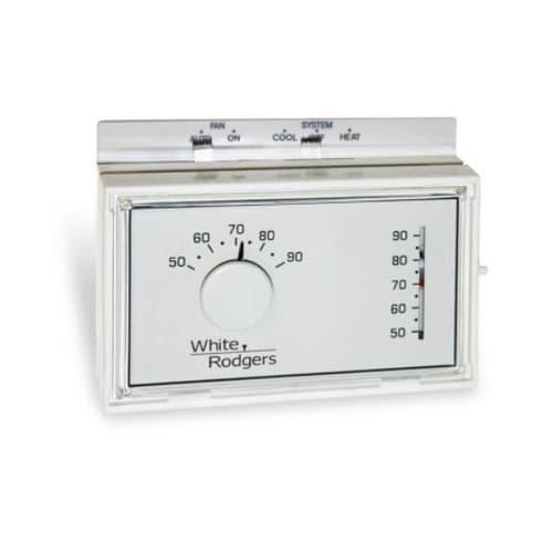 24V Low-Voltage Single Stage Thermostat, Horizontal, White