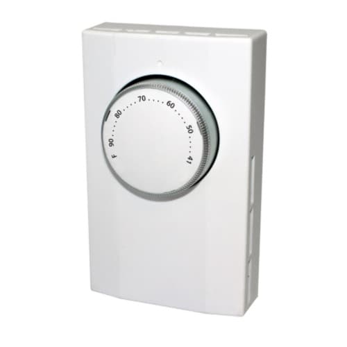 Mechanical Thermostat, Single Pole, 22 Amp, 120V-277V, White