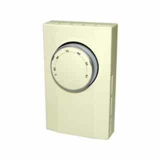 Mechanical Thermostat, Single Pole, 22 Amp, 120V-277V, Almond