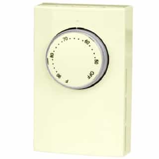 King Electric Mechanical Thermostat Retail, Single Pole, 22 Amp, 120V-277V, Almond