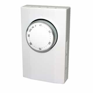 Mechanical Thermostat, Cooling Only, Single Pole, 22 Amp, 120V-277V, White