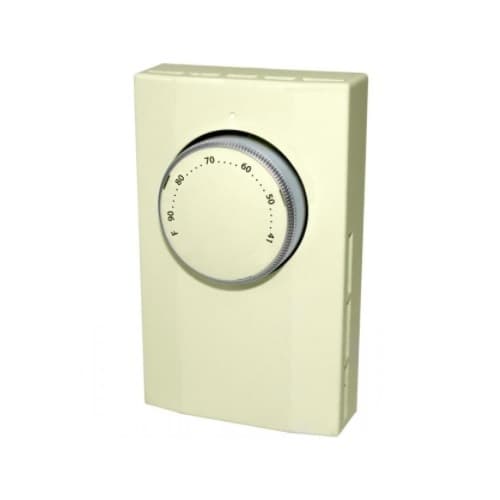 Mechanical Thermostat, Double Pole, 22 Amp, 120V-277V, Almond