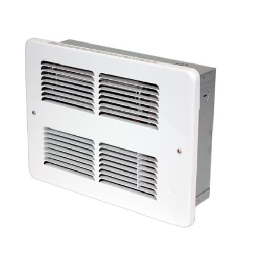 500W/1000W Small Wall Heater, 125 Sq Ft, 75 CFM, 208V, White