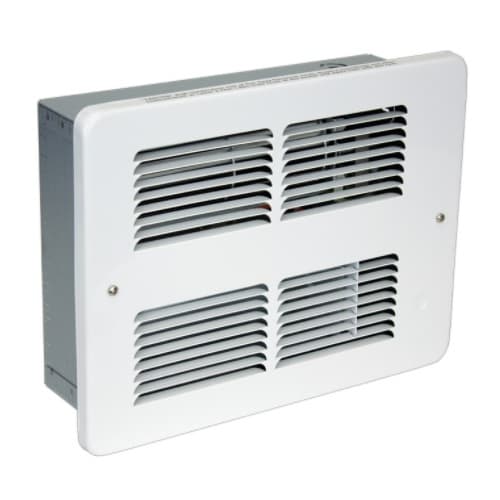1000W Small Wall Heater, 125 Sq Ft, 75 CFM, 4.2 Amp, 240V, White