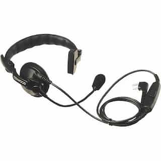 Lightweight Single Ear Muff Headset with Boom Mic and In-line push-to-talk, Black