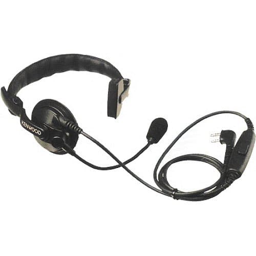 Kenwood Lightweight Single Ear Muff Headset with Boom Mic and In-line push-to-talk, Black