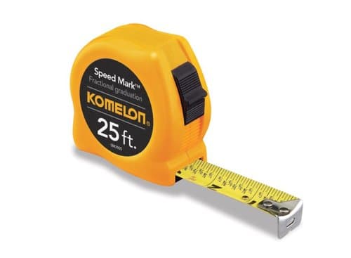 Komelon 25' x 1"  Yellow Speed Mark Steel Bladed Tape Measure