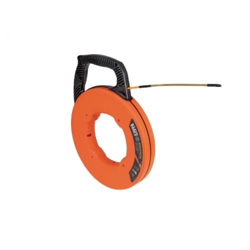 Klein Tools 50-Ft Fiberglass Fish Tape w/ Spiral Steel Leader, Orange